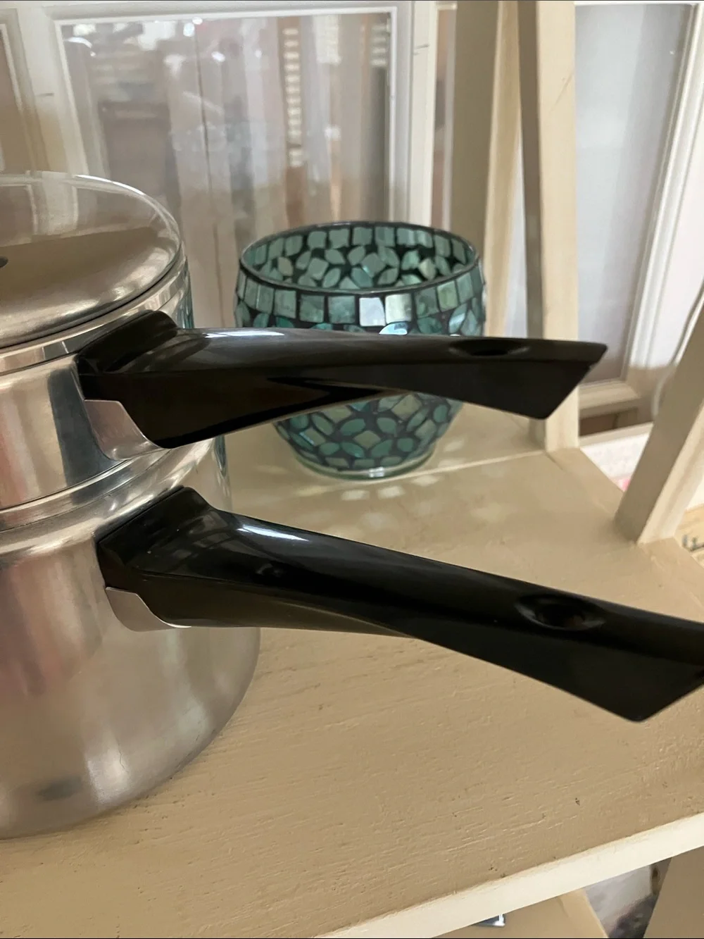 Vintage MIRRO 1 1/2 Quart Silver Stainless Steel Double Boiler Saucepan